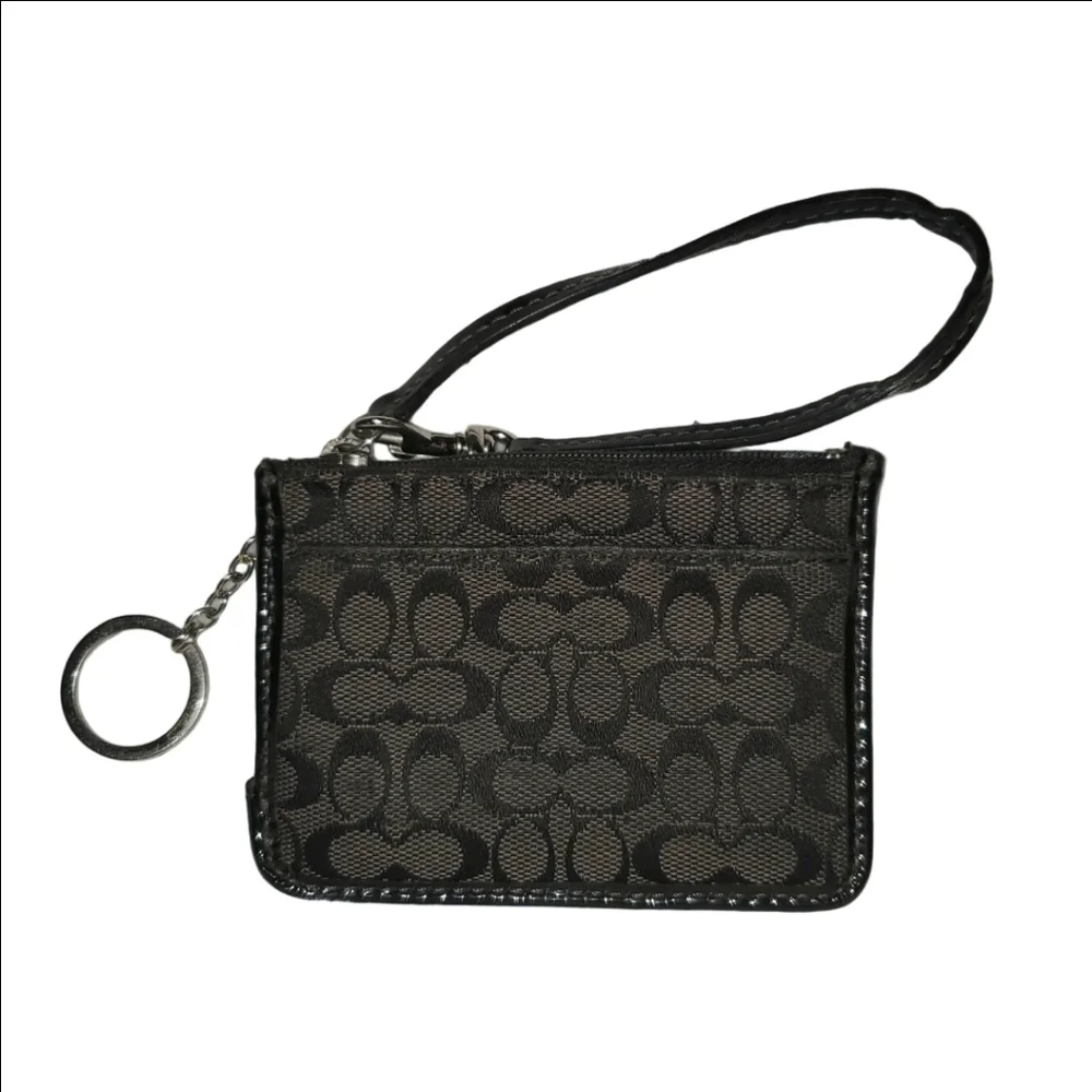 Coach Monogram Card Holder Keychain Wallet